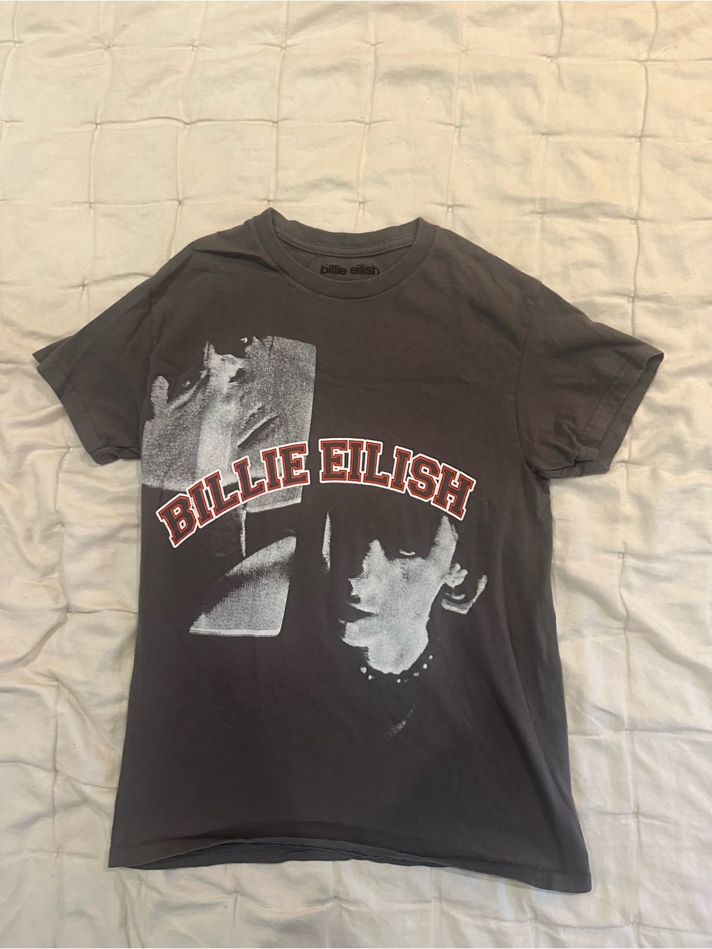 Official Billie Eilish Graphic T-Shirt Medium Faded Charcoal Band Tee
